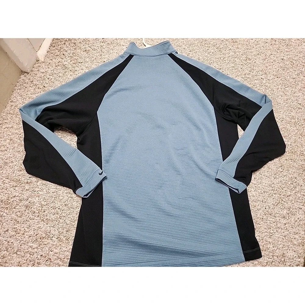 Nike Golf Therma Pullover XXL Blue Black 1/4 Zip Long Sleeve Nike Fit Textured‎
